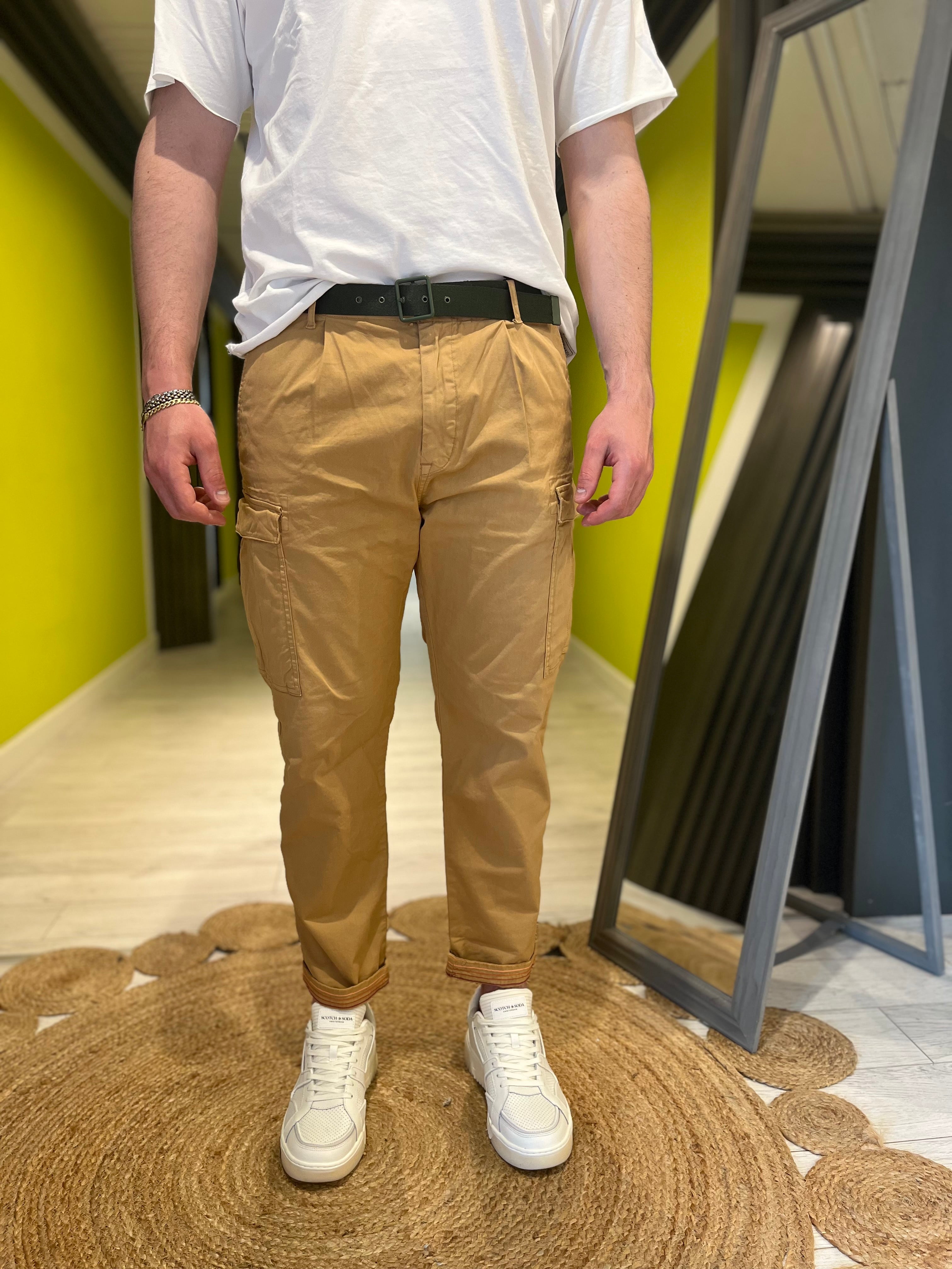 Pantalone cargo cammello