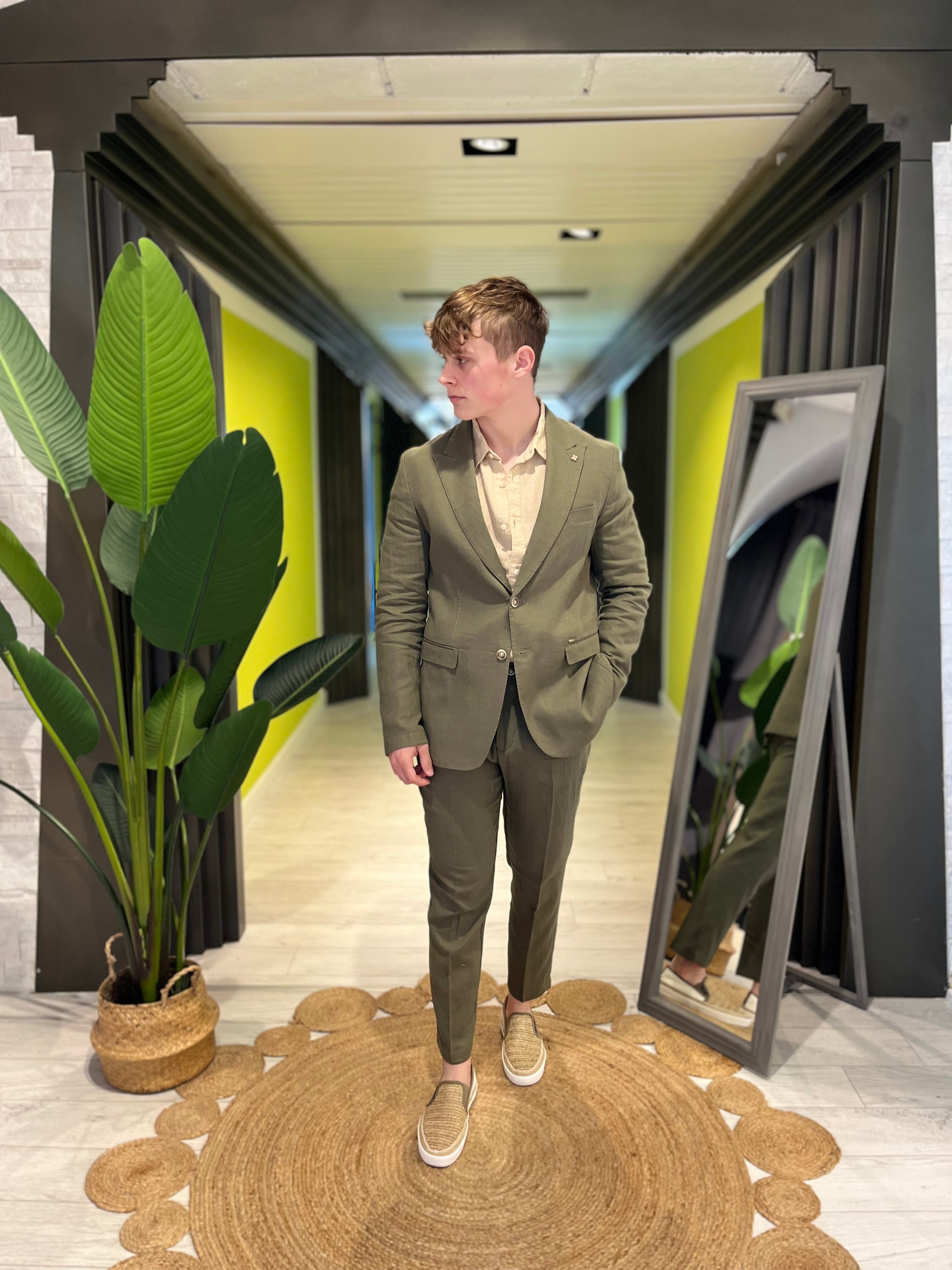 Pantalone in lino color Militare