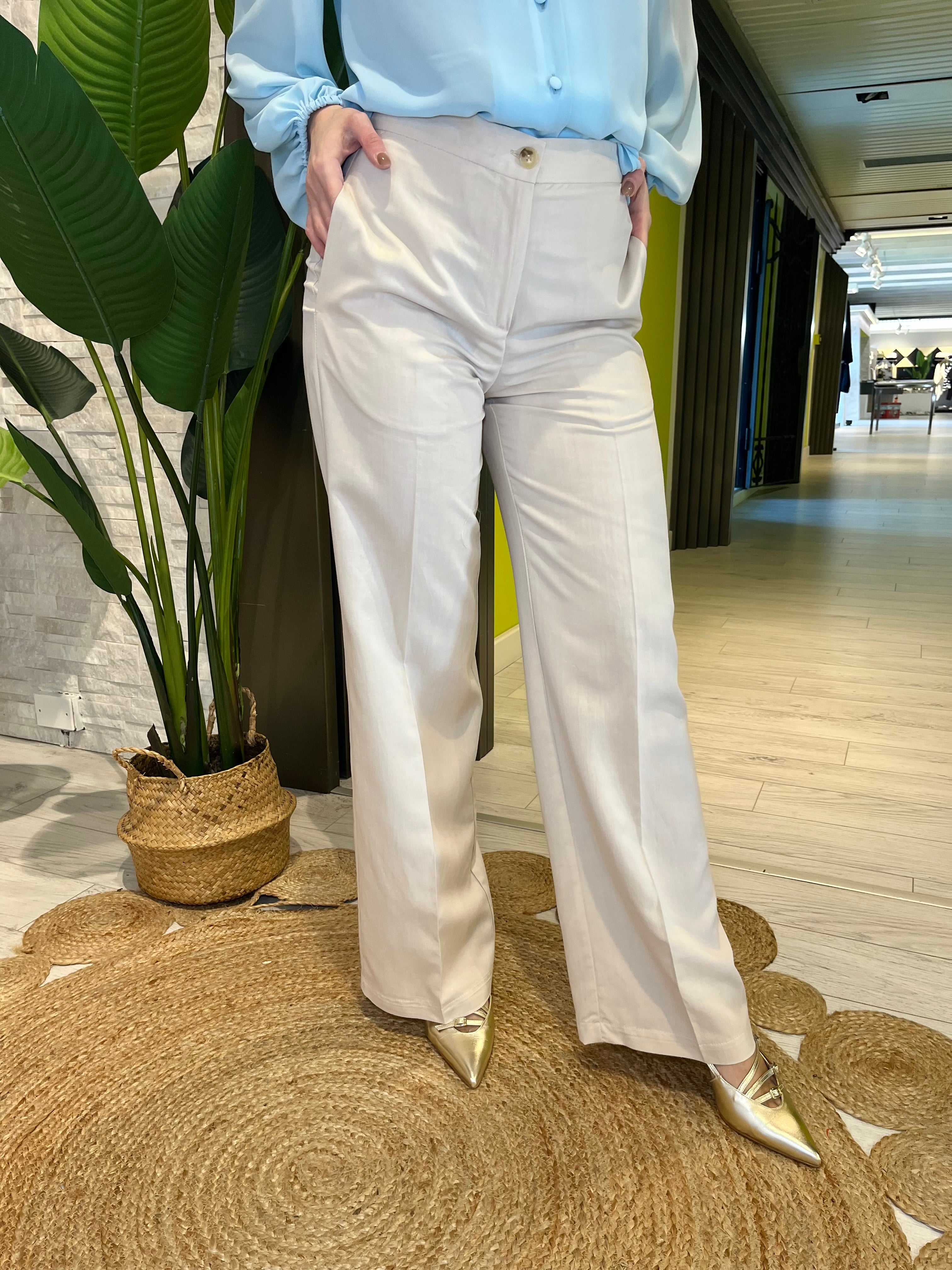 Pantalone in viscosa avorio