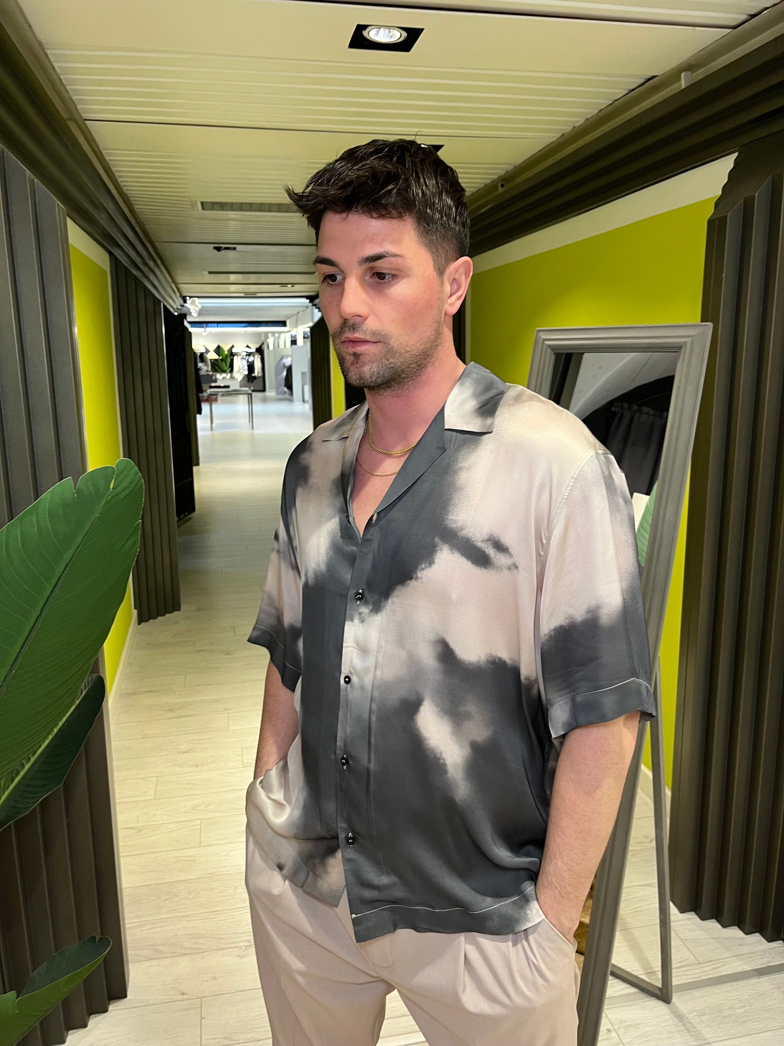 Camicia bowling in viscosa effetto maltinto