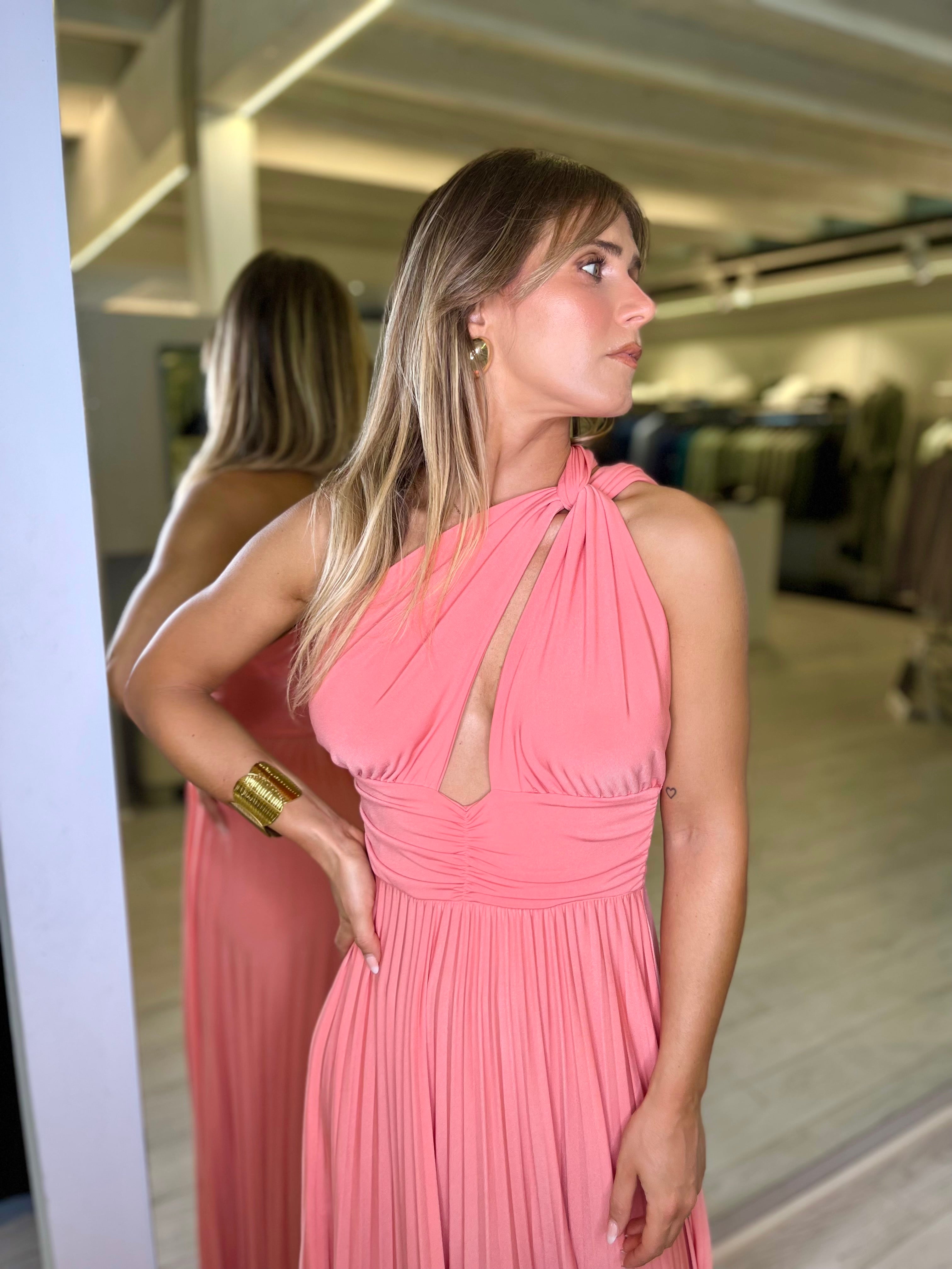 Abito jersey color corallo