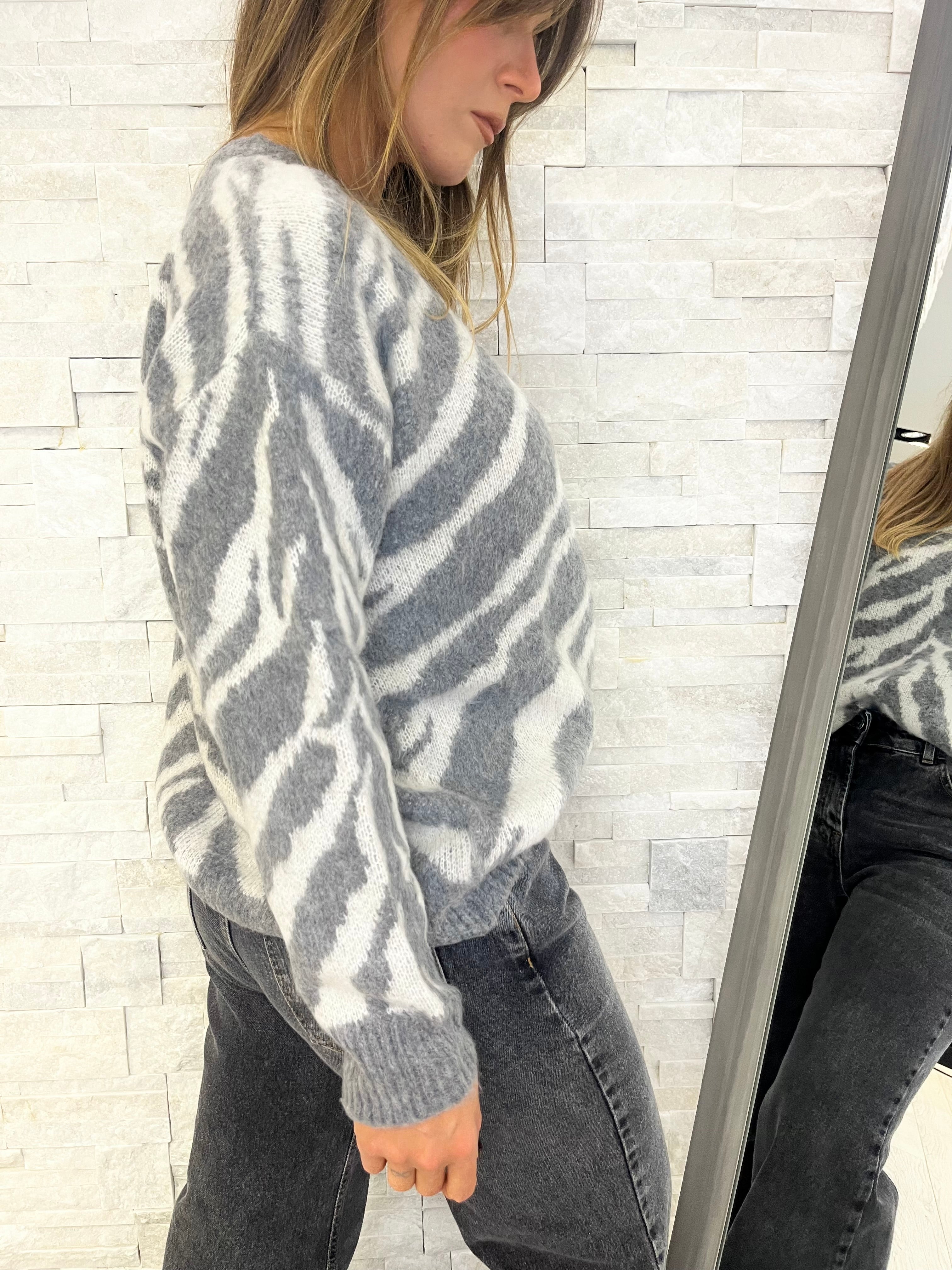 Maglia jacquard grigio