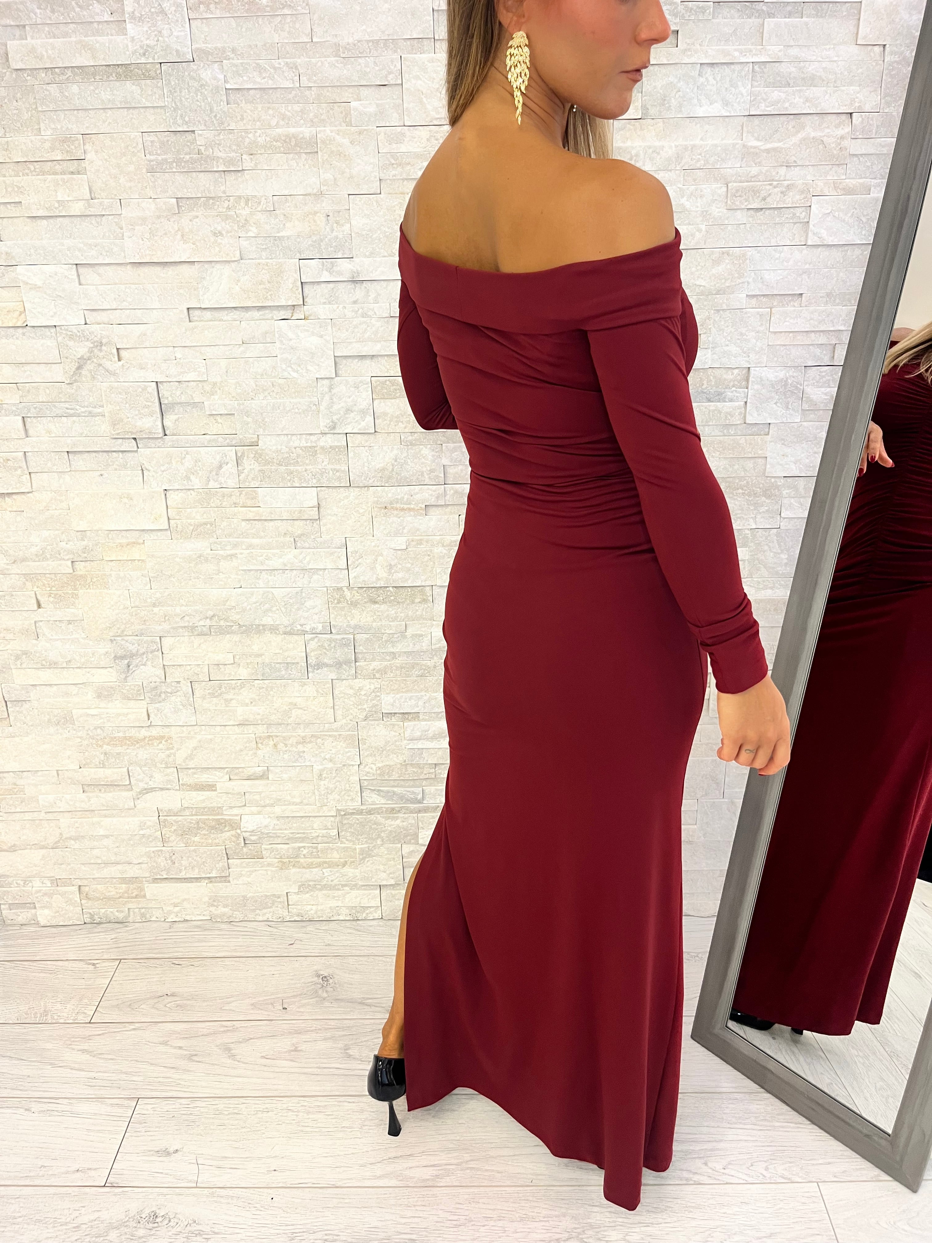 Abito Bardot bordeaux