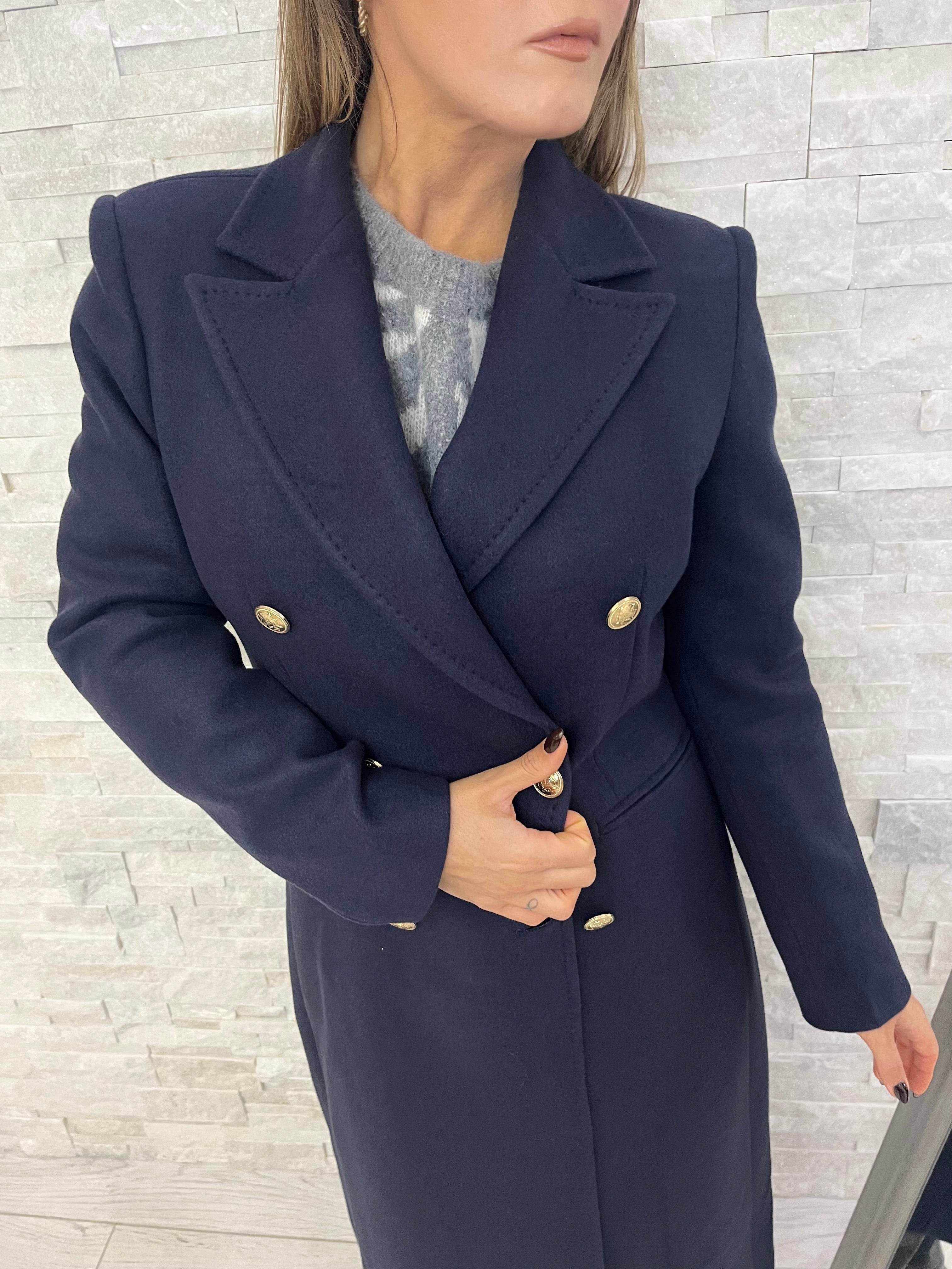 Cappotto doppiopetto blu