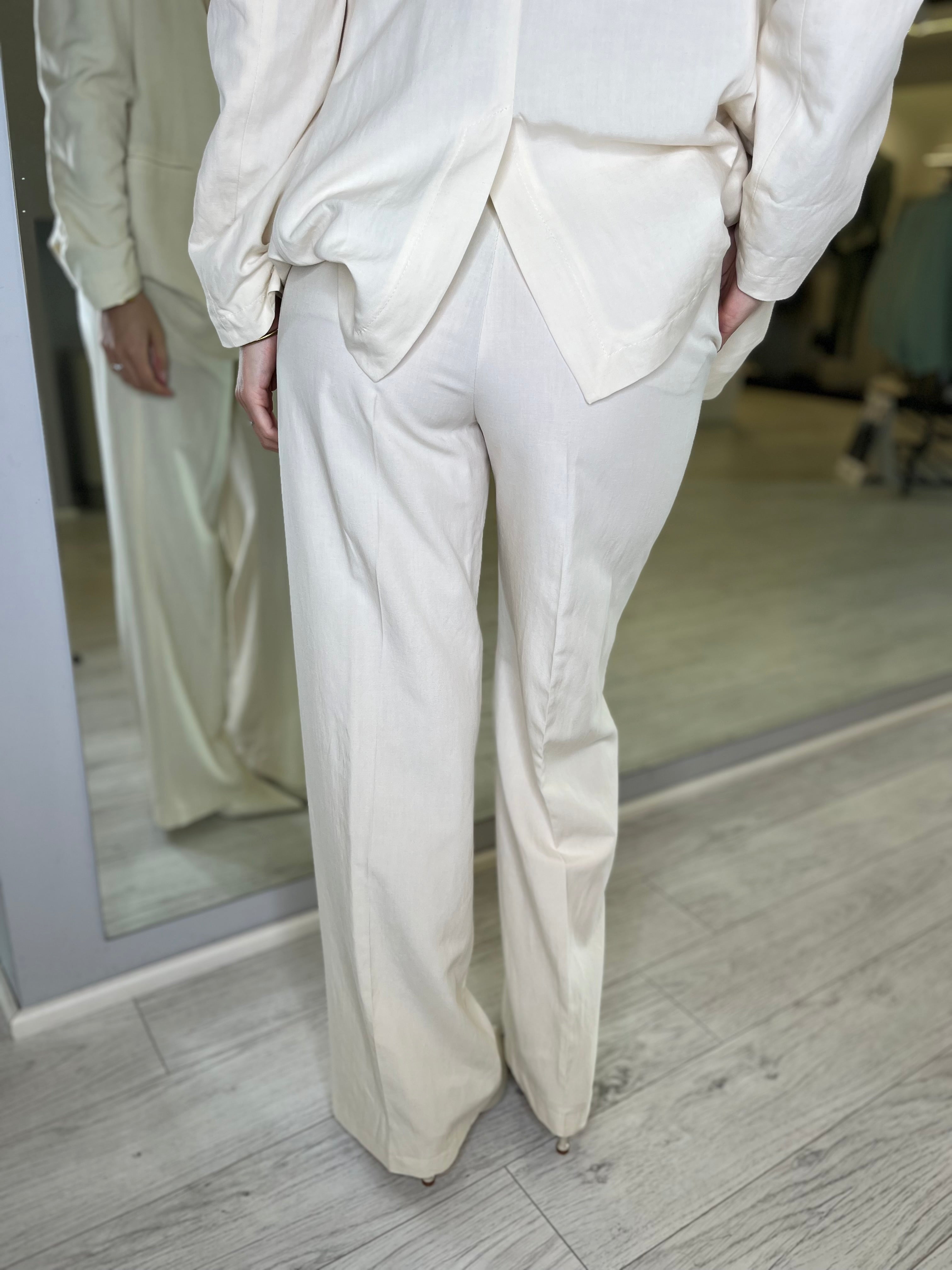 Pantalone palazzo avorio