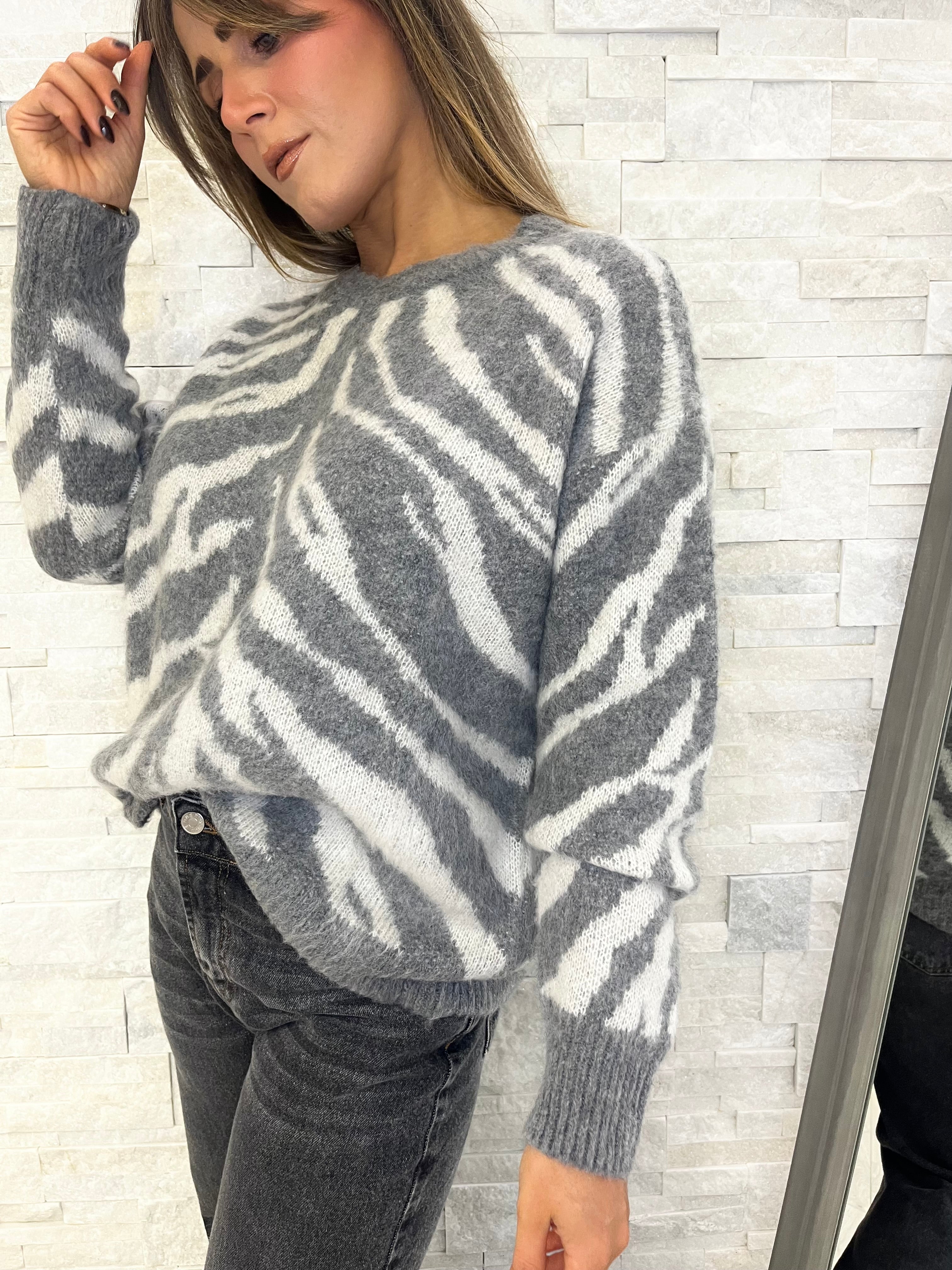 Maglia jacquard grigio