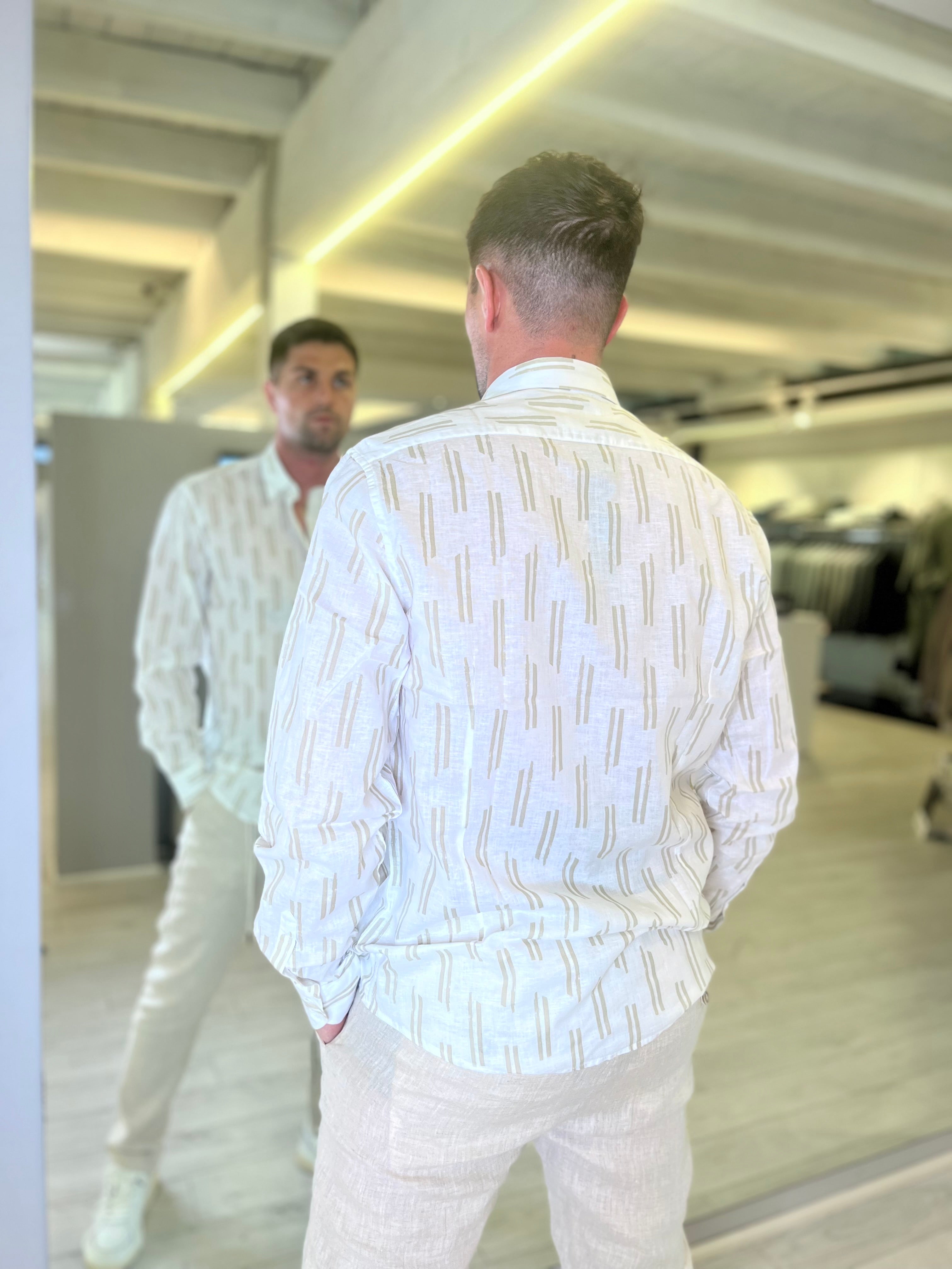 Camicia in misto lino stampato