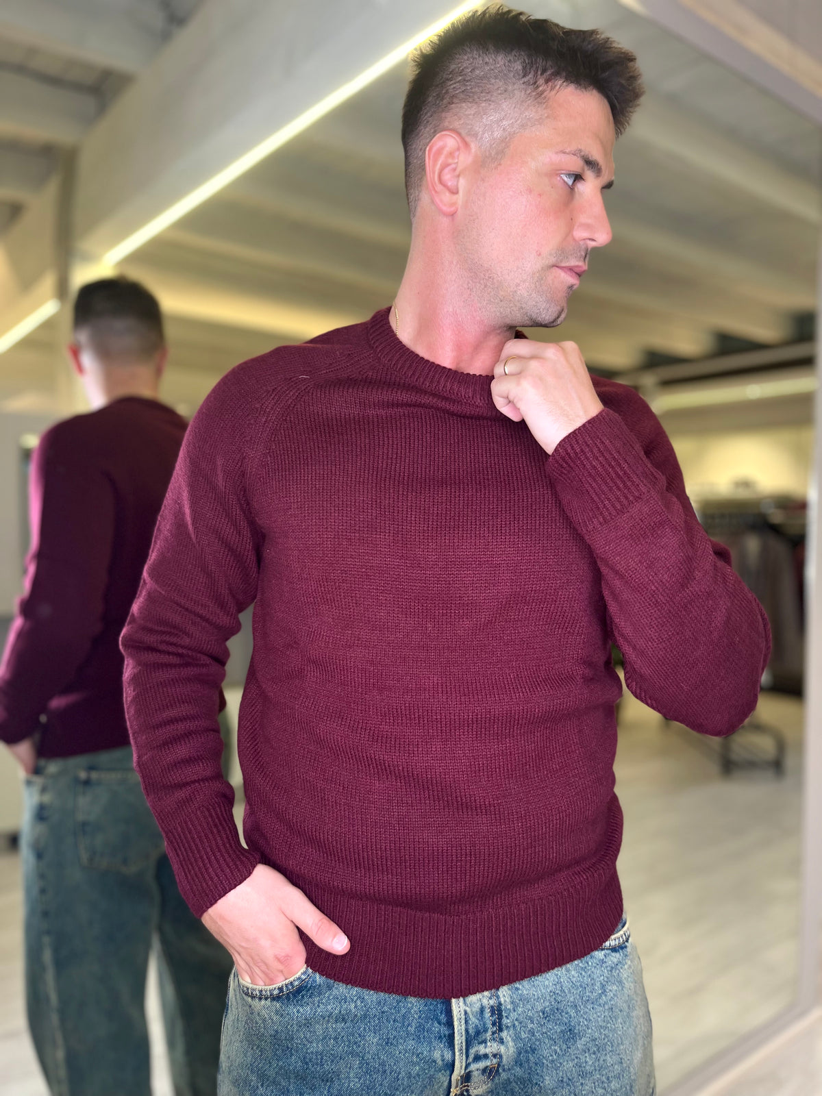 Maglia girocollo bordeaux