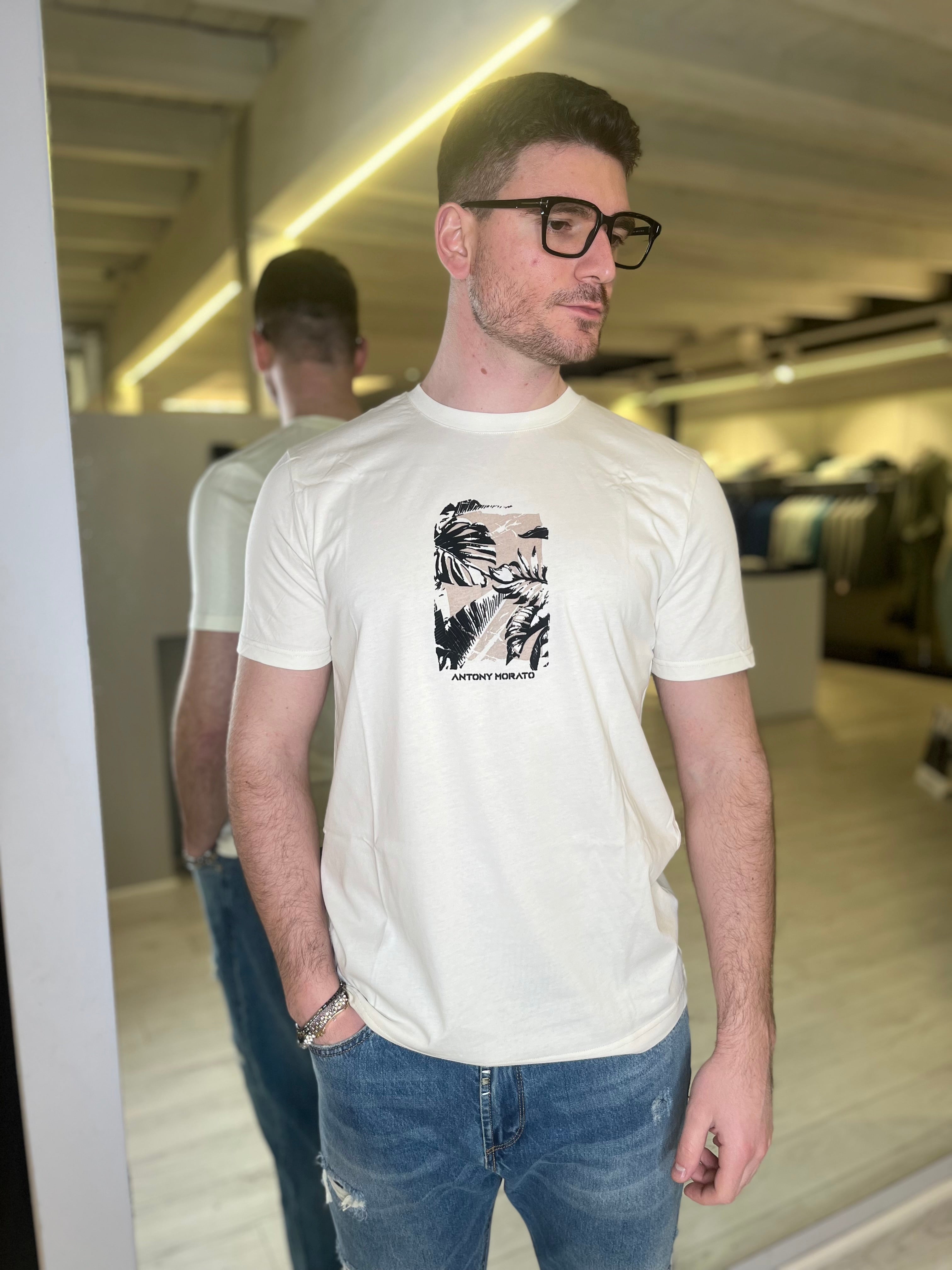T-shirt in jersey di cotone con stampa