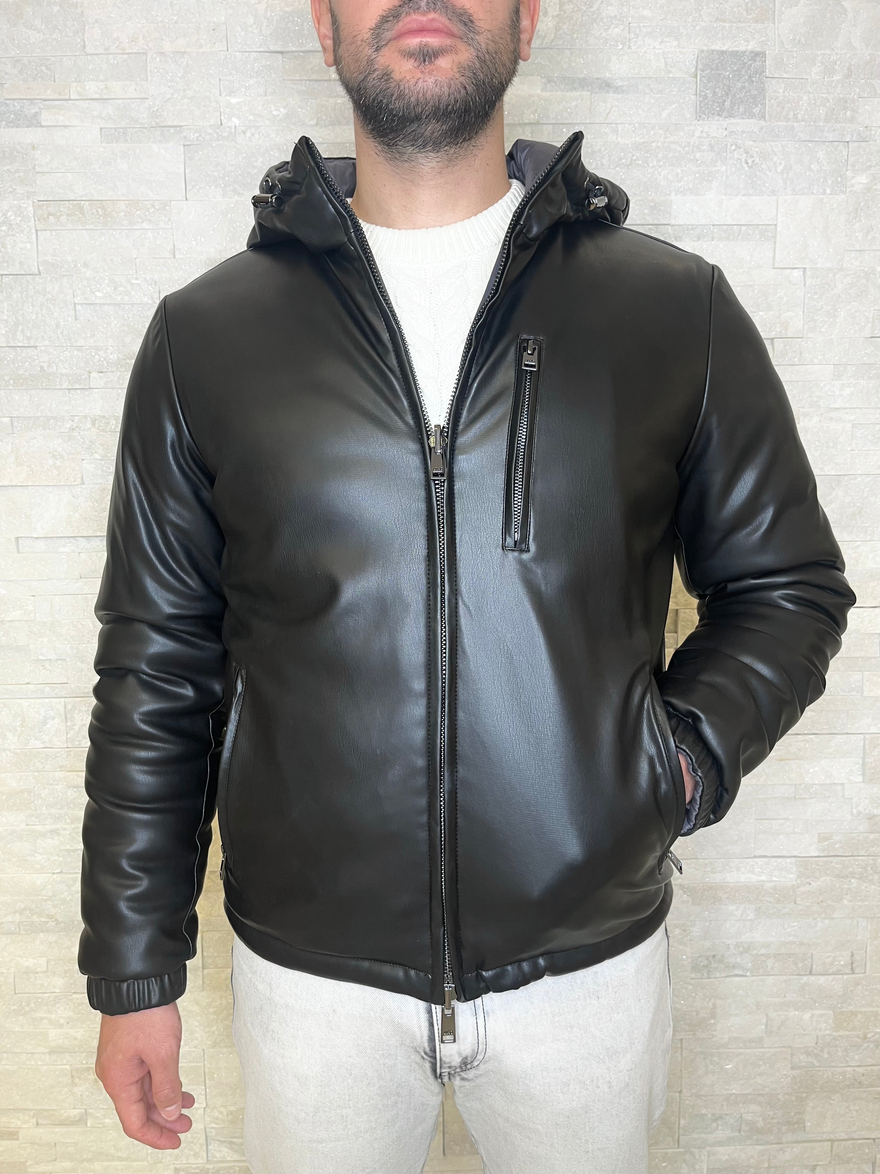 Giubbotto ecopelle reversbile nero