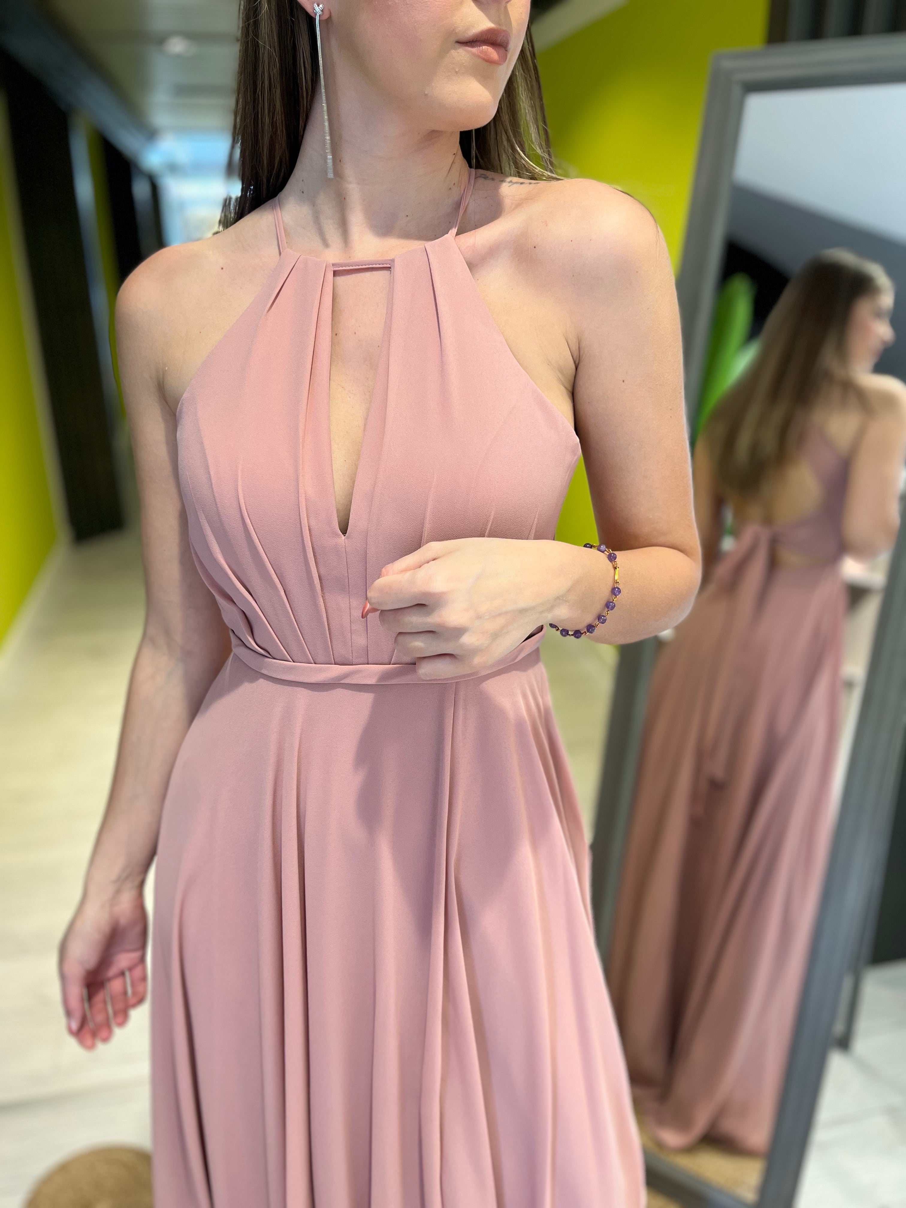 Abito lungo cerimonia rosa