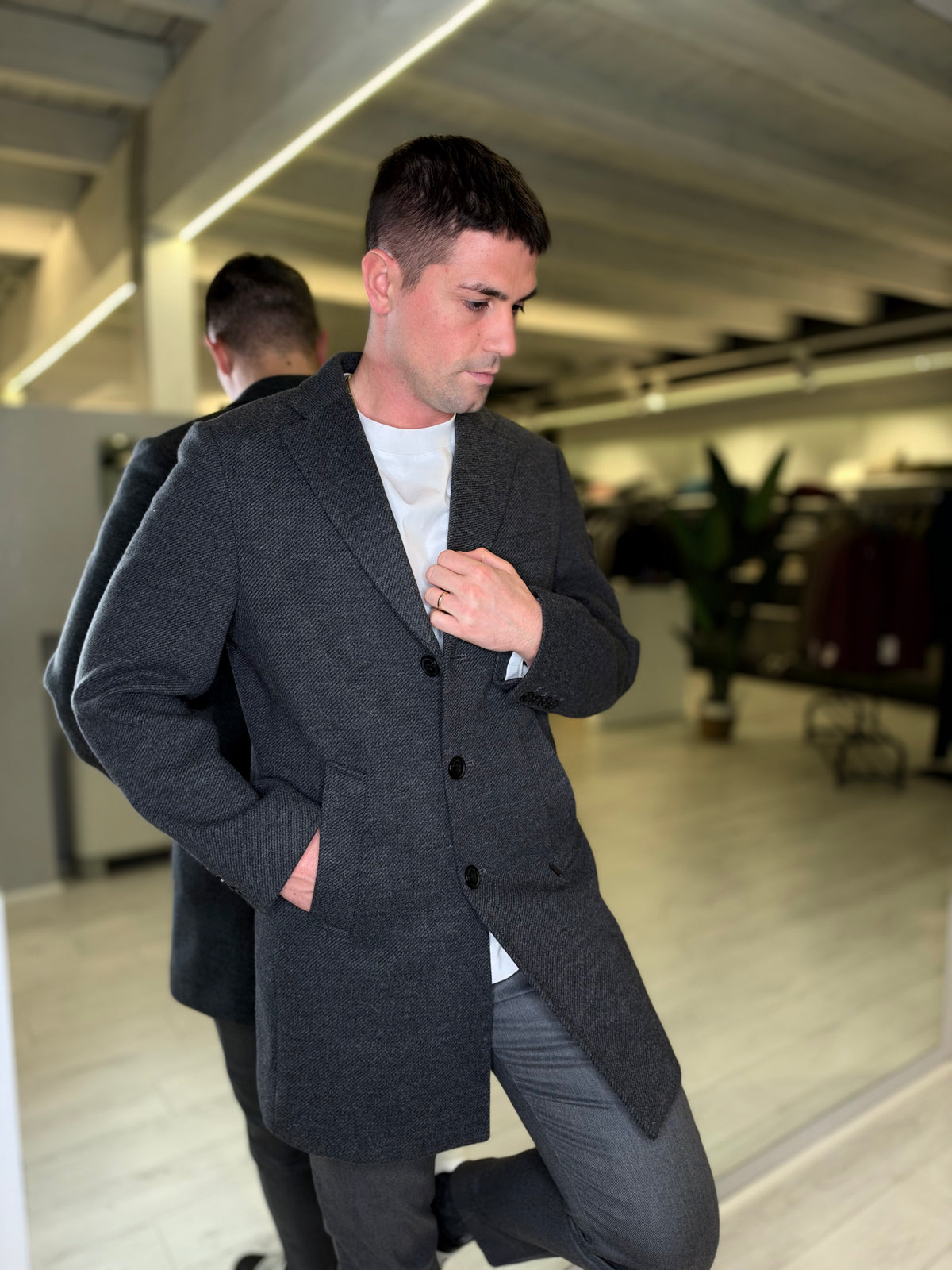 Cappotto slim-fit grigio