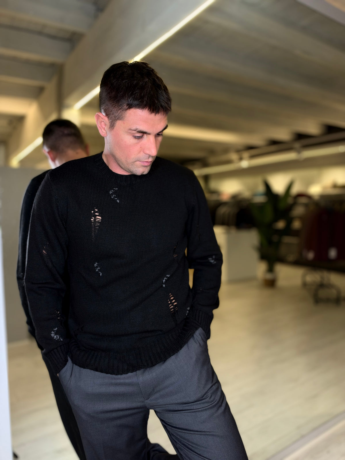 Maglione girocollo misto lana