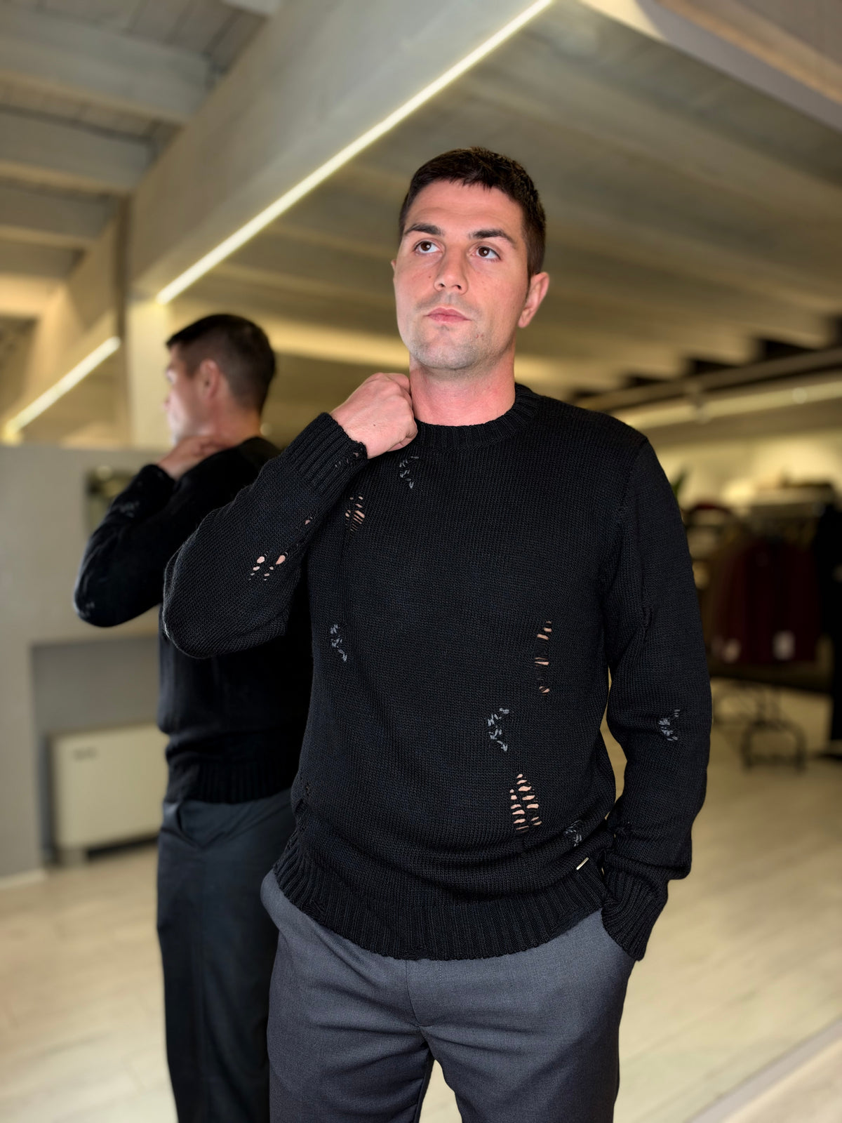 Maglione girocollo misto lana