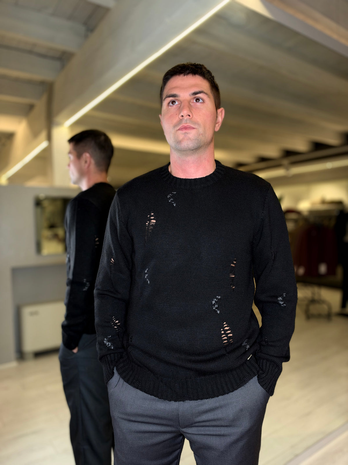 Maglione girocollo misto lana