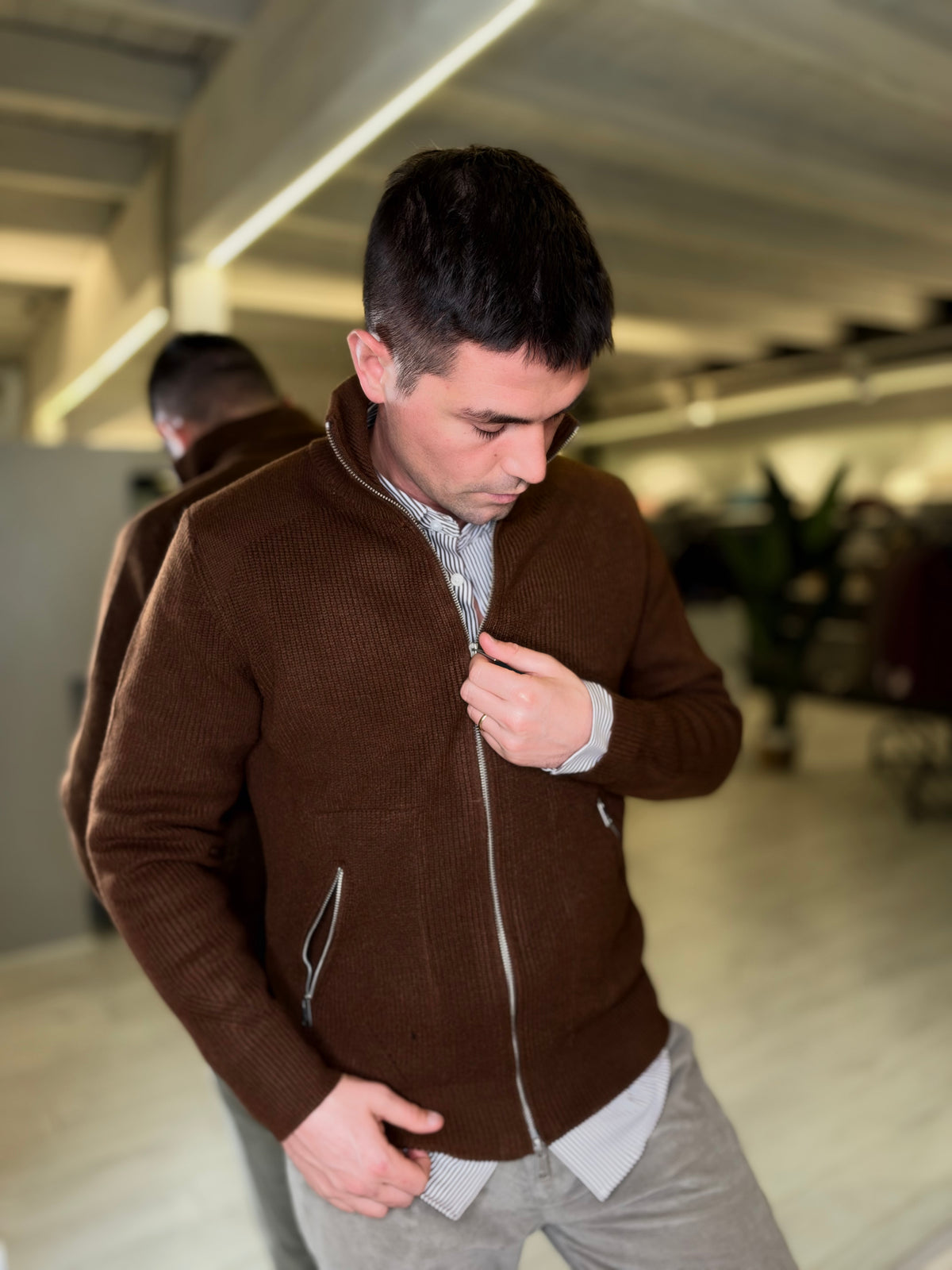 Cardigan in maglia con zip