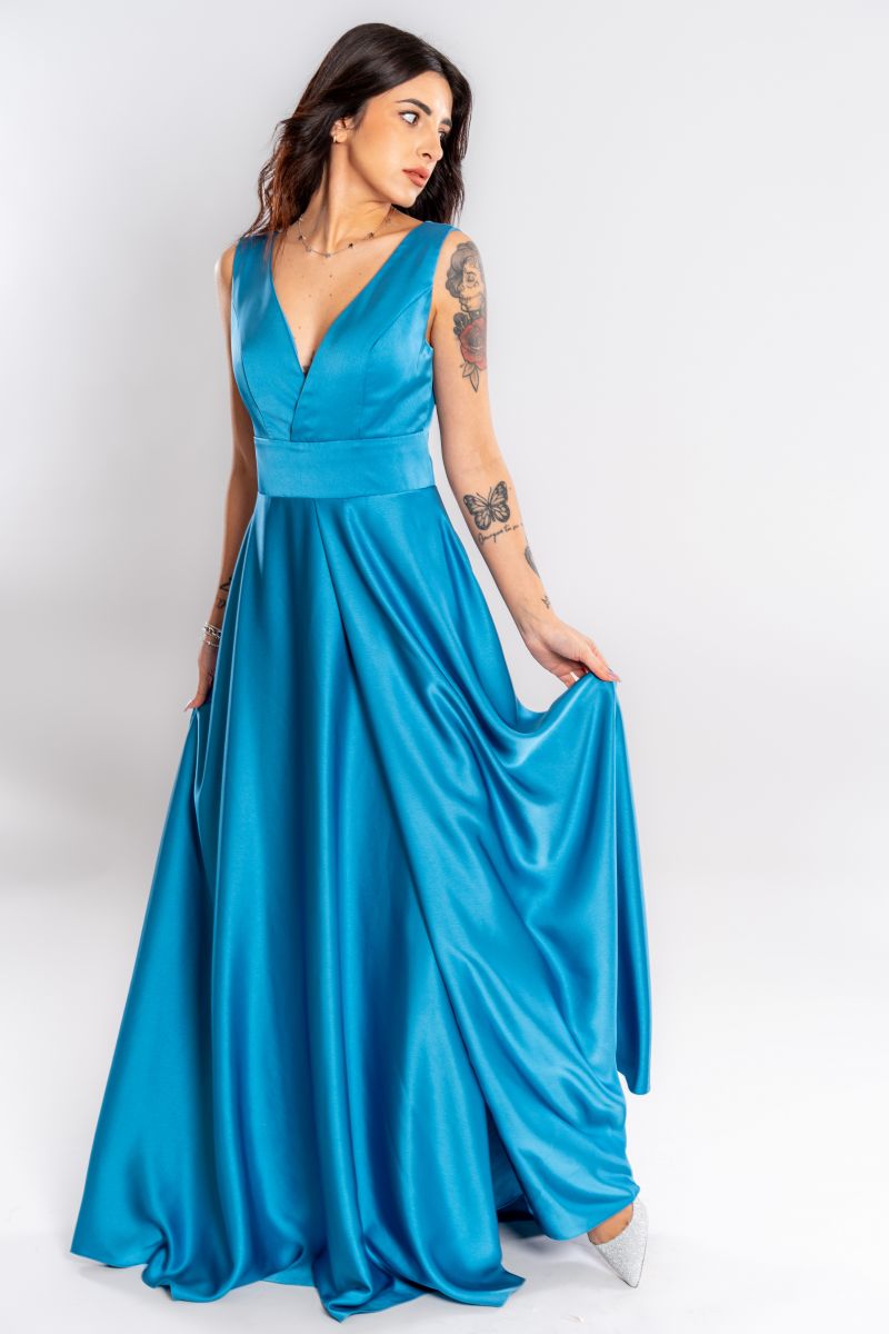REIP DELUXE BRAND - Abito lungo Athena azzurro