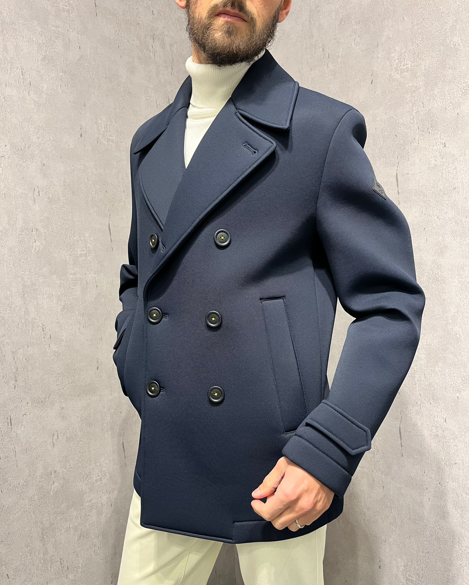 Cappotto peacoat doppiopetto blu